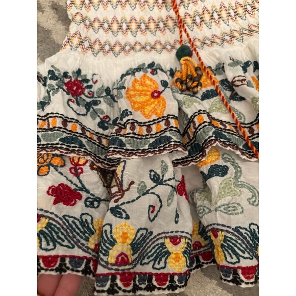 Zara Floral Embroidered Ruffle Mini Skirt with Tassels - Picture 4 of 5